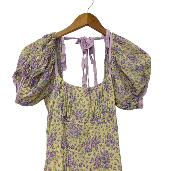 LoveShackFancy Womens Jessie Floral Maxi Dress Sz 0 Purple Rain Drop Lined - Picture 5 of 13